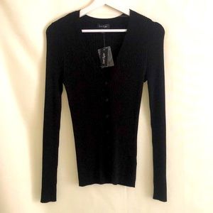 Lord & Taylor Women Lone Sleeve Cardigan/Black/ Size:M